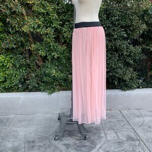 NWT Sense Pink Tulle Mermaid Maxi Layered Mesh Pink Skirt Women’s Small